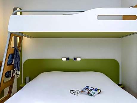 Room with One Queen Bed and One Bunk Bed