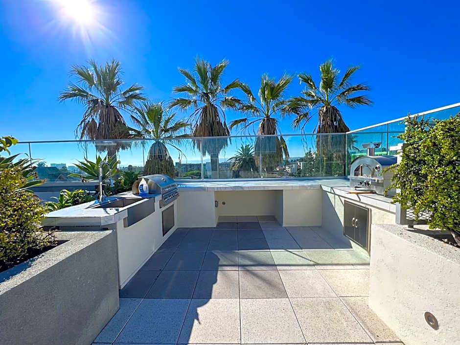 Downtown Los Angeles Skyline balcony view Modern Penthouse