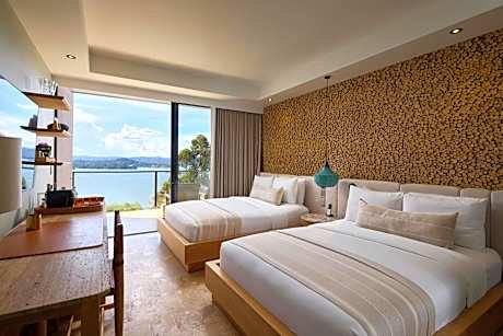 Standard Double Room with Two Double Beds and Balcony - Lake View