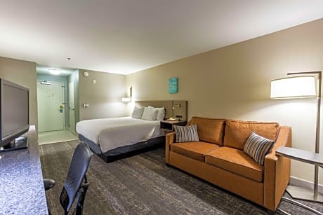  1 KING BED JUNIOR SUITE - LIVING AREA-COMP WIFI- HDTVS W/HIDEF CHANNELS - REFRIGERATOR-MICROWAVE-POD COFFEE BRWR -