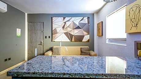 Suite with kitchenette and living room