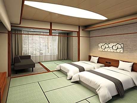 Standard Japanese-Western-Style Twin Room with 6 Tatami, Indoor Bath, Non-Smoking