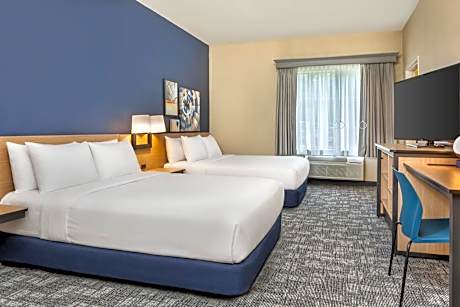 Queen Room with Two Queen Beds, Sofa Bed, Roll-In Shower and Limited View - Mobility and Hearing Accessible