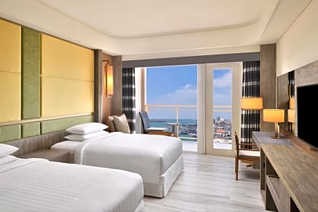 Twin Room with 2 Queen Beds with Magong Harbor View & Balcony
