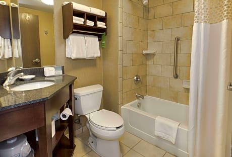  2 DOUBLE MOBILITY ACCESS W/TUB NONSMOKING - MICROWV/FRIDGE/HDTV/LAPDESK/WORK AREA - FREE WI-FI/HOT BREAKFAST INCLUDED -