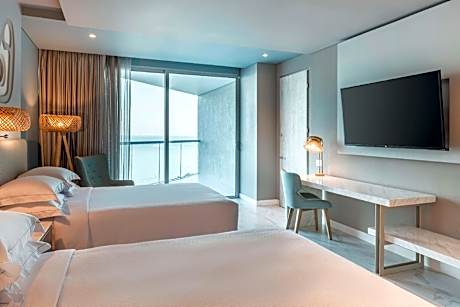 Premium Double Room with Two Double Beds, Balcony and Ocean View