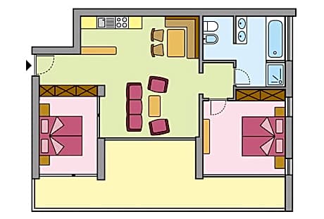 Two-Bedroom Apartment with Balcony