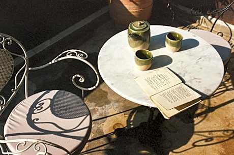 Velvet room with balcony