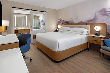 King-Exterior Entry, Guest room, 1 King, Garden Entry (Mobility Accessible w/ Roll-in Shower)