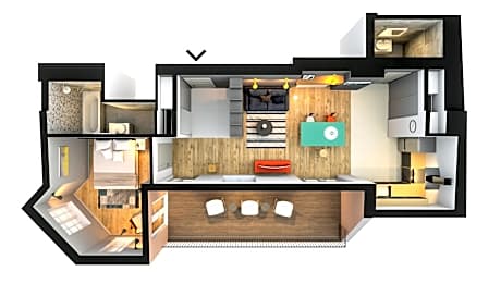 Art Penthouse One-Bedroom Apartment with Terrace