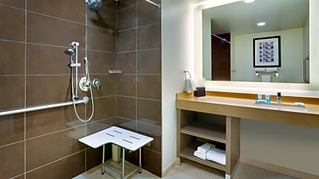 Accessible Den Guestroom/Roll-in Shower | King Bed