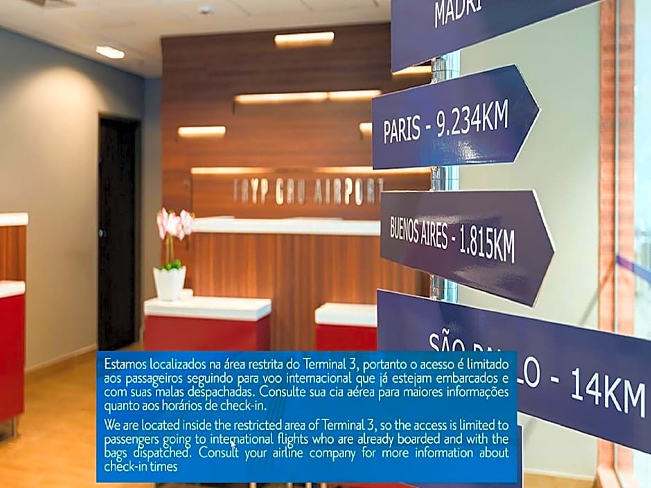 TRYP BY WYNDHAM São Paulo Airport - Hotel de Transito Terminal 3 -Lado Ar - Área restrita á passageiros já embarcados - Piso 1