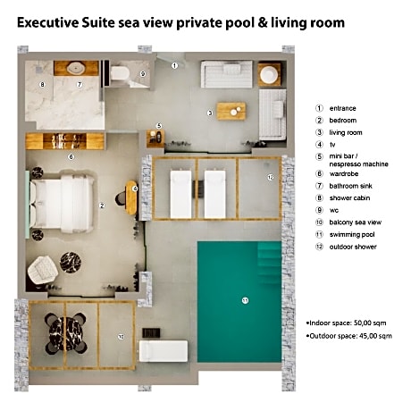 Executive Suite with Private Pool - Sea View