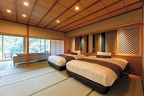 Japanese-Style Family Room with Open-Air Bath