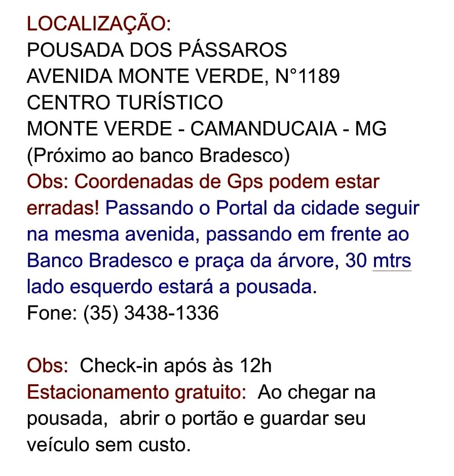 Pousada dos pássaros