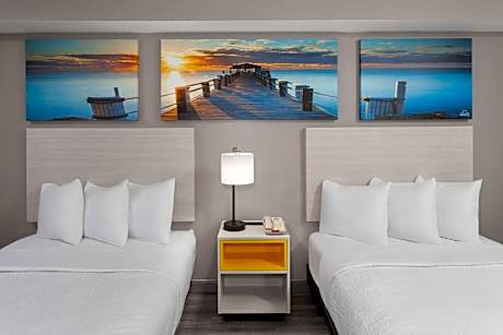 Double Room with Two Double Beds and Roll-in Shower - Mobility Access/Non-Smoking