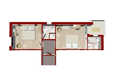 Two Connecting Double Rooms