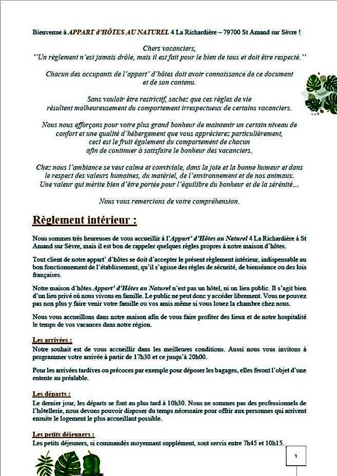 Appart d'hôtes au naturel