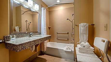 1 King Bed Mobility/Hearing Accessible Room Roll-In Shower Non-Smoking