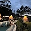 Triangular house and hot spring