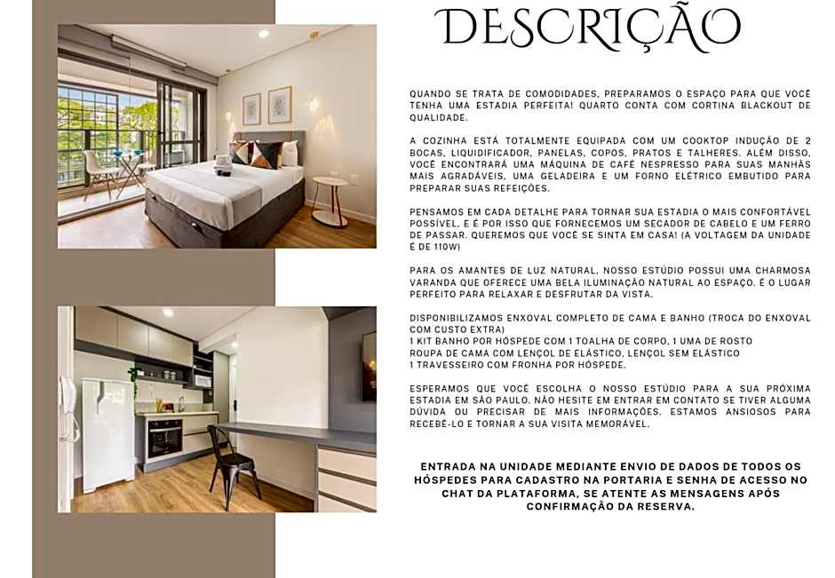 Easy Star - Lindo Studio na m elhor localização do Brooklin!- ZR01H