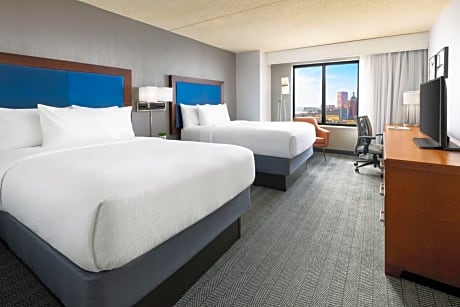 Double Room with Two Double Beds and Roll-n Shower - Mobility and Hearing Accessible