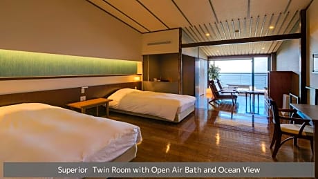 Superior Twin Room with Open Air Bath and Ocean View