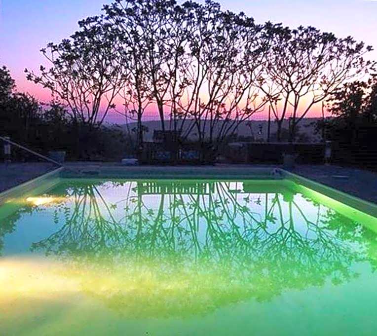 Domaine Charente Glamping Familyroom Le Jardin with external toilet & shower house & outdoor kitchen
