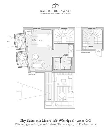 Sky Suite mit Dachterrasse und Meerblick-Whirlpool