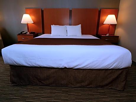 1 KING BED,NSMK,FLTSCTV,MICRFG,HISPD,COFMKR,HAIR,FULL BREAKFAST