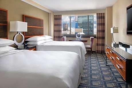 Traditional Double Room with Two Double Beds and Roll-in Shower - Mobility Accessible