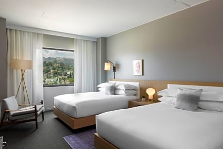 Essential Queen Room with Two Queen Beds and Hollywood Sign View