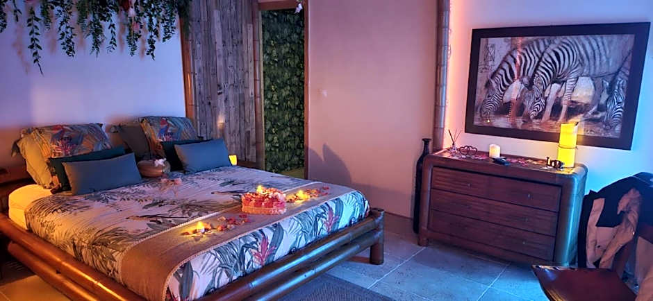 Gîtes Mas des rochers - Case bambou avec Spa