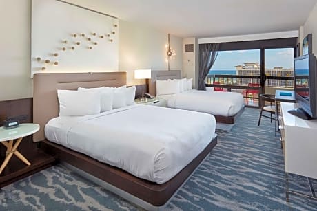 Queen Room with Two Queen Beds - Hearing Accessible with Balcony and Water View