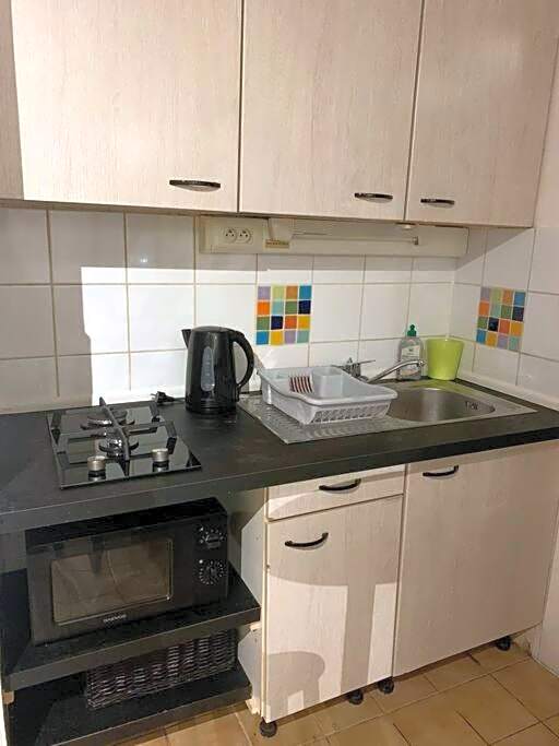 Appartement entier: chambre, cuisine + terrasse au calme sur jardin.