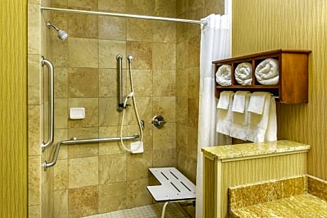 1 KING MOBILITY ACCESS ROLL IN SHOWER NOSMOK - HDTV/WORK AREA - FREE WI-FI/HOT BREAKFAST INCLUDED -