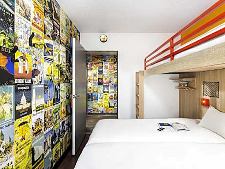 Break Room with Three Single Bunk Beds and Shared Bathroom